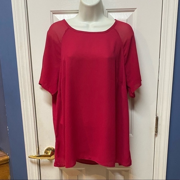 Torrid Womens Red Solid Short Sheer Sleeves Flowy Blouse Top Size Large. - Picture 2 of 9